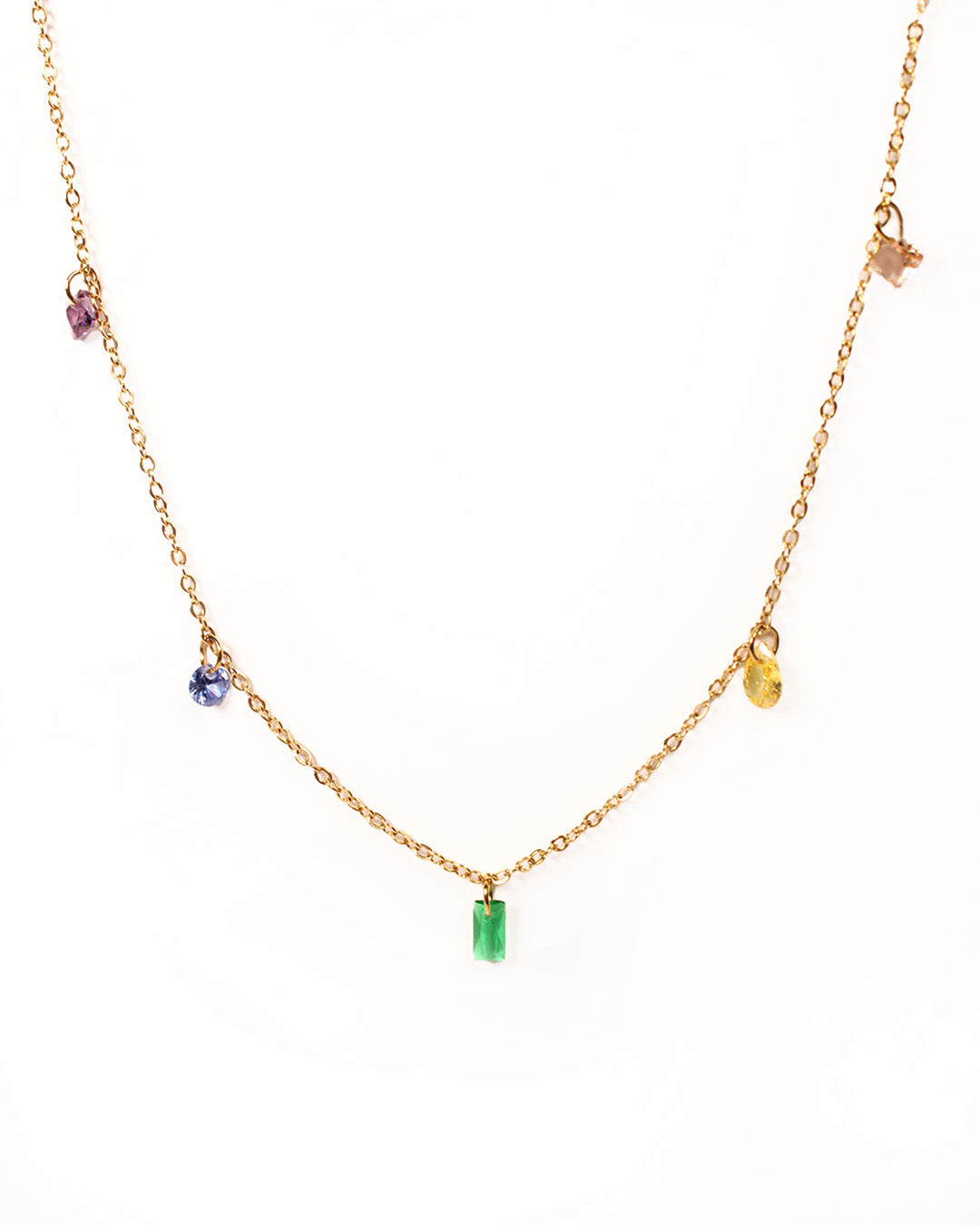 Halskette Colore – Gold mit bunten Anhängern