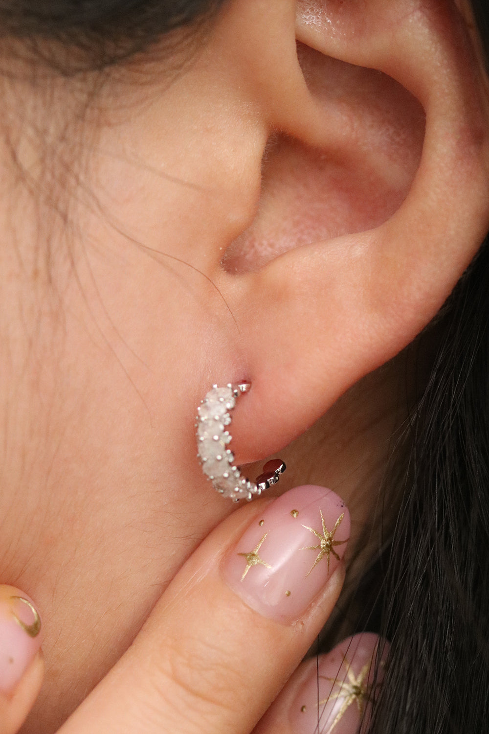 Halbcreolen mit Kristallrand